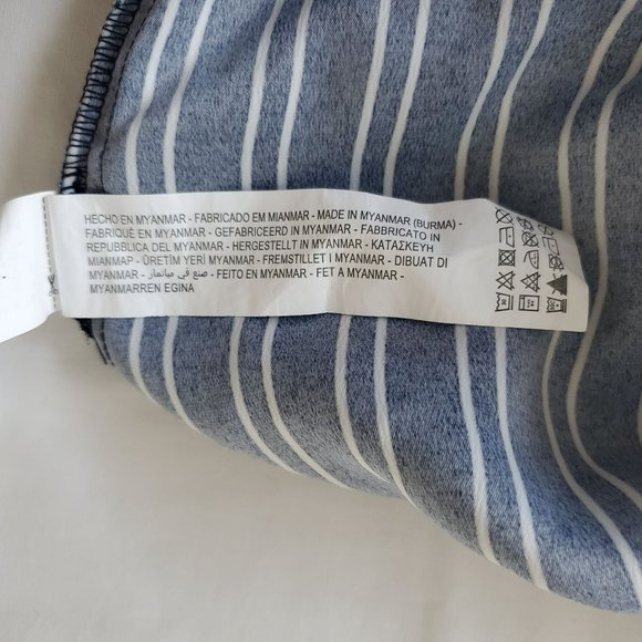 ZARA Women's Navy Blue/White Striped Drawstring Paperbag Pants Size XS - Picture 14 of 16